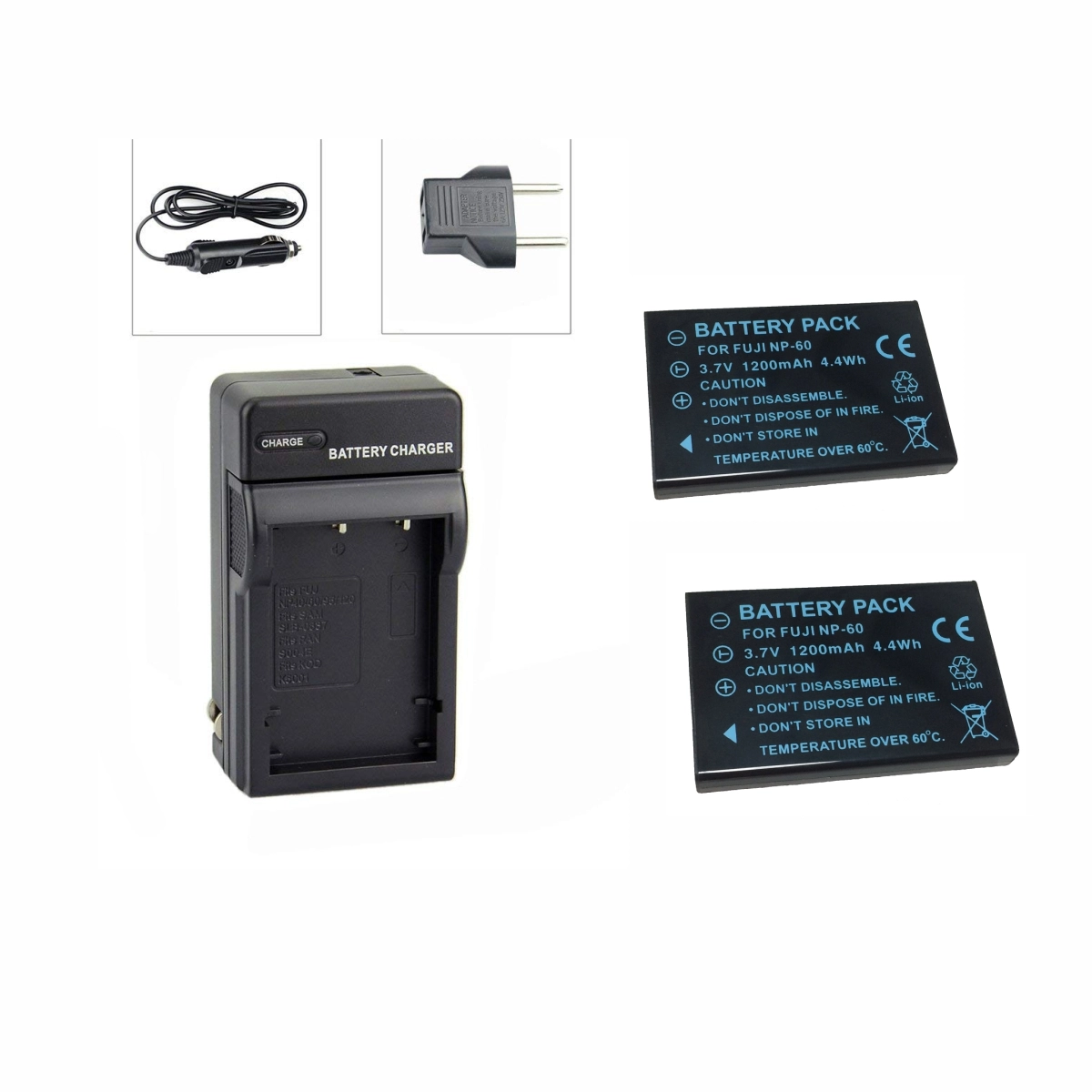 Kit 2 Baterias F NP-60 + Carregador para Fujifilm