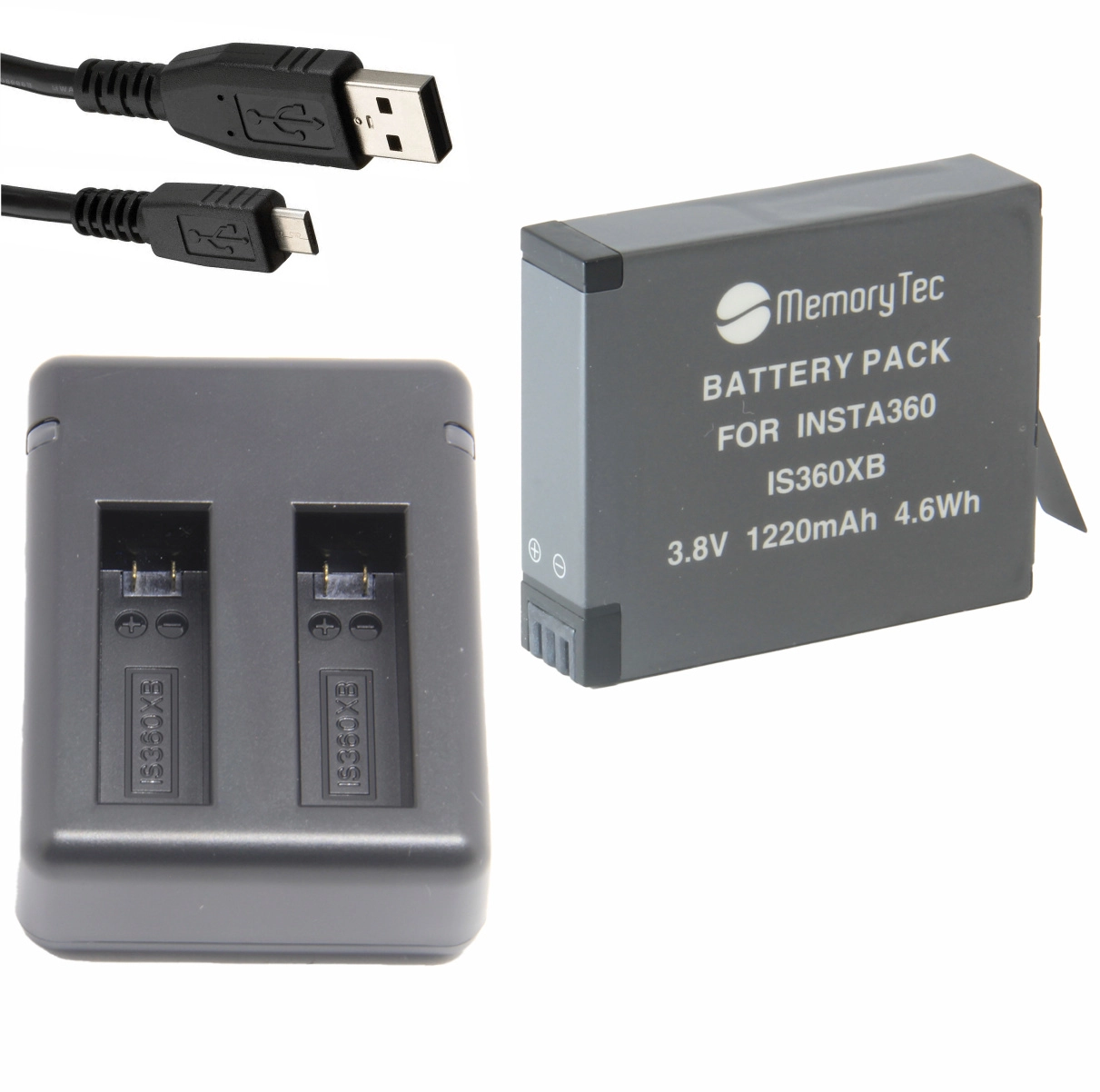 Kit 1 Bateria IS360XB + Carregador Duplo para Insta 360 ONE X