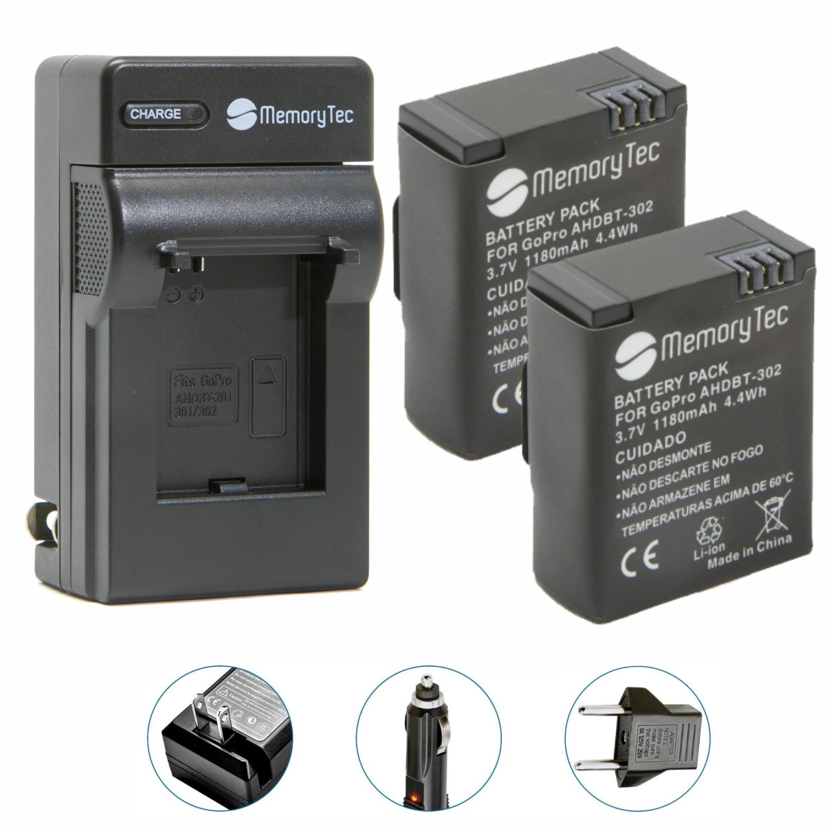 Kit 2 Baterias AHDBT-301 + Carregador para GoPro 3