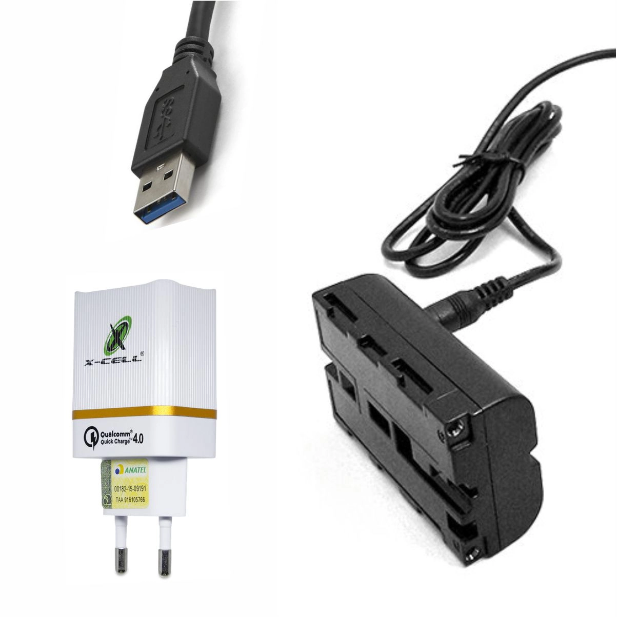 Kit Adaptador de Bateria NP-F550 / F750 / F970 / NP-990 para Sony Kit Adaptador de Bateria NP-F550 / F750 / F970 / NP-990 para Sony