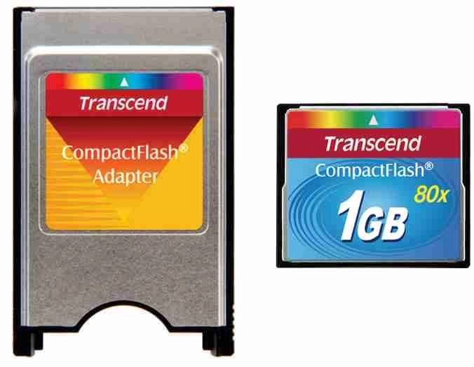 Kit CF Industrial Transcend 1GB 80x + Adaptador Pcmcia para CF