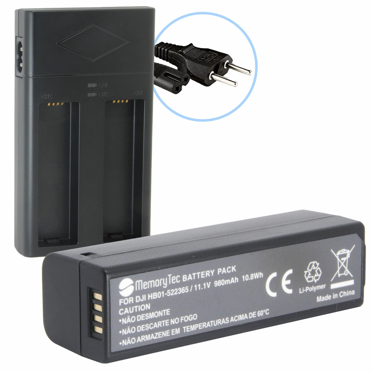 Kit 1 Bateria HB01 + Carregador Duplo para DJI Osmo e Zenmuse