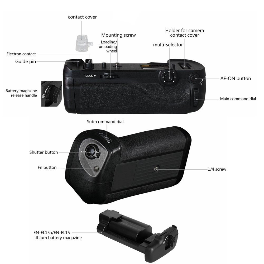 Battery Grip MB-D18 para Nikon D850 com controle remoto Battery Grip MB-D18 para Nikon D850 com controle remoto
