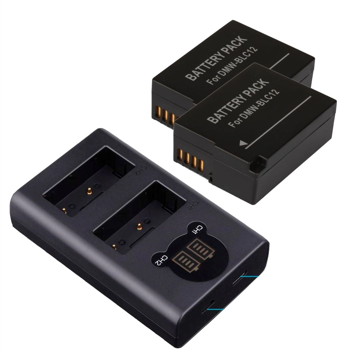 Kit 2 Baterias DMW-BLC12 + Carregador Duplo DL para Panasonic