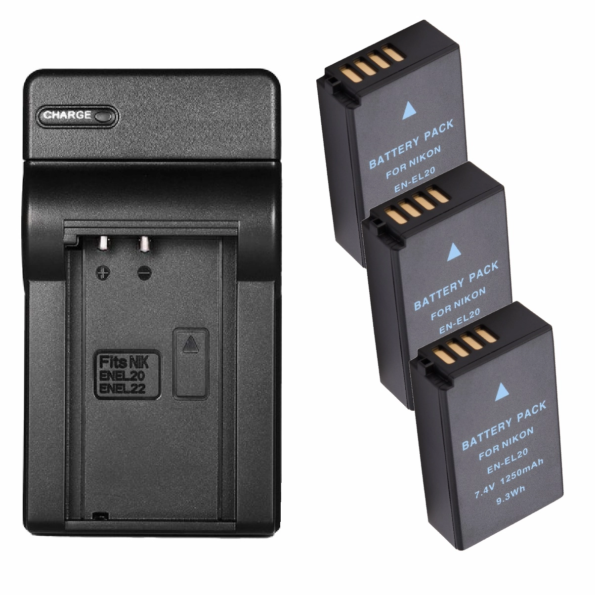 Kit 3 Baterias EN-EL20 + Carregador para Nikon