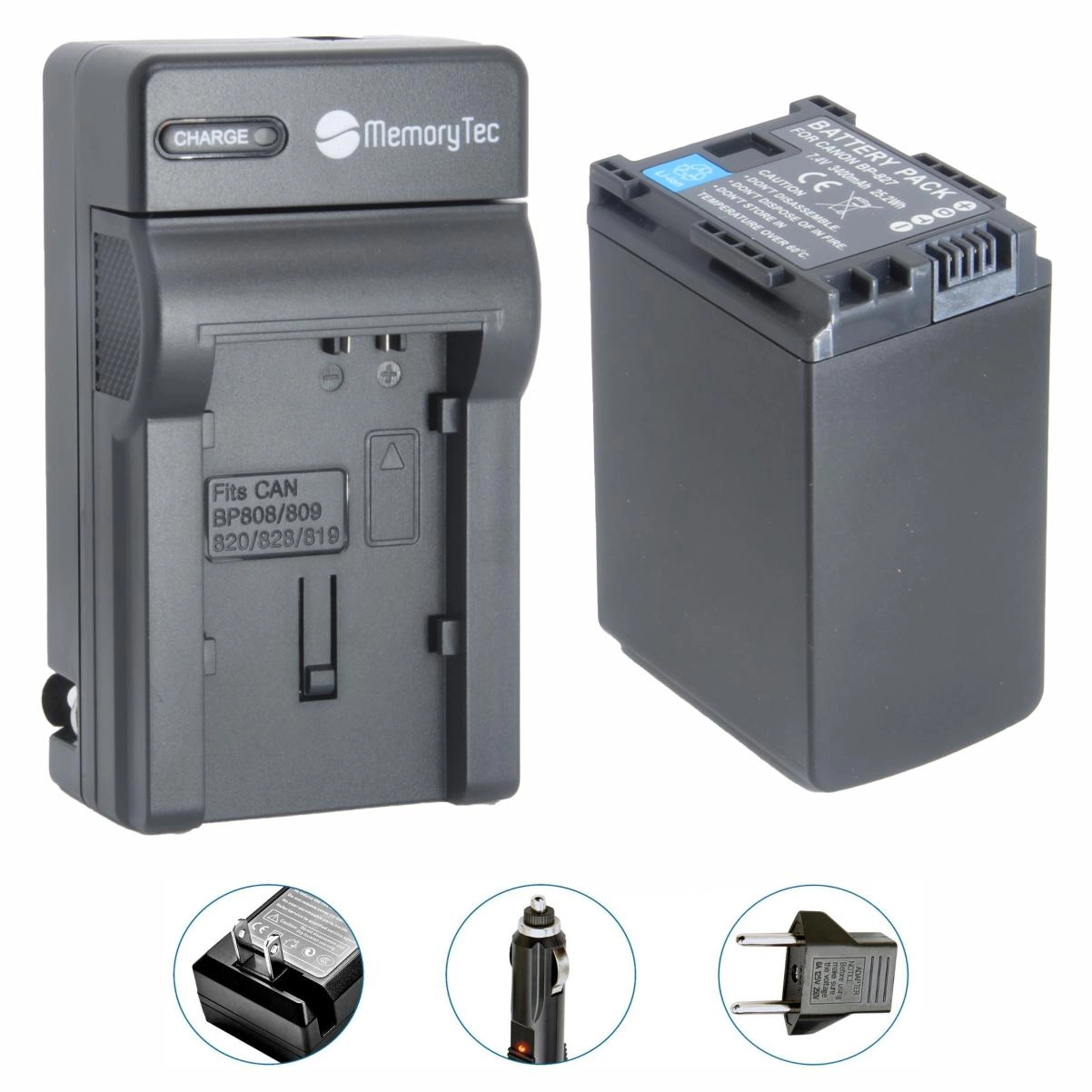 Kit 1 Bateria BP-827 + Carregador para Canon