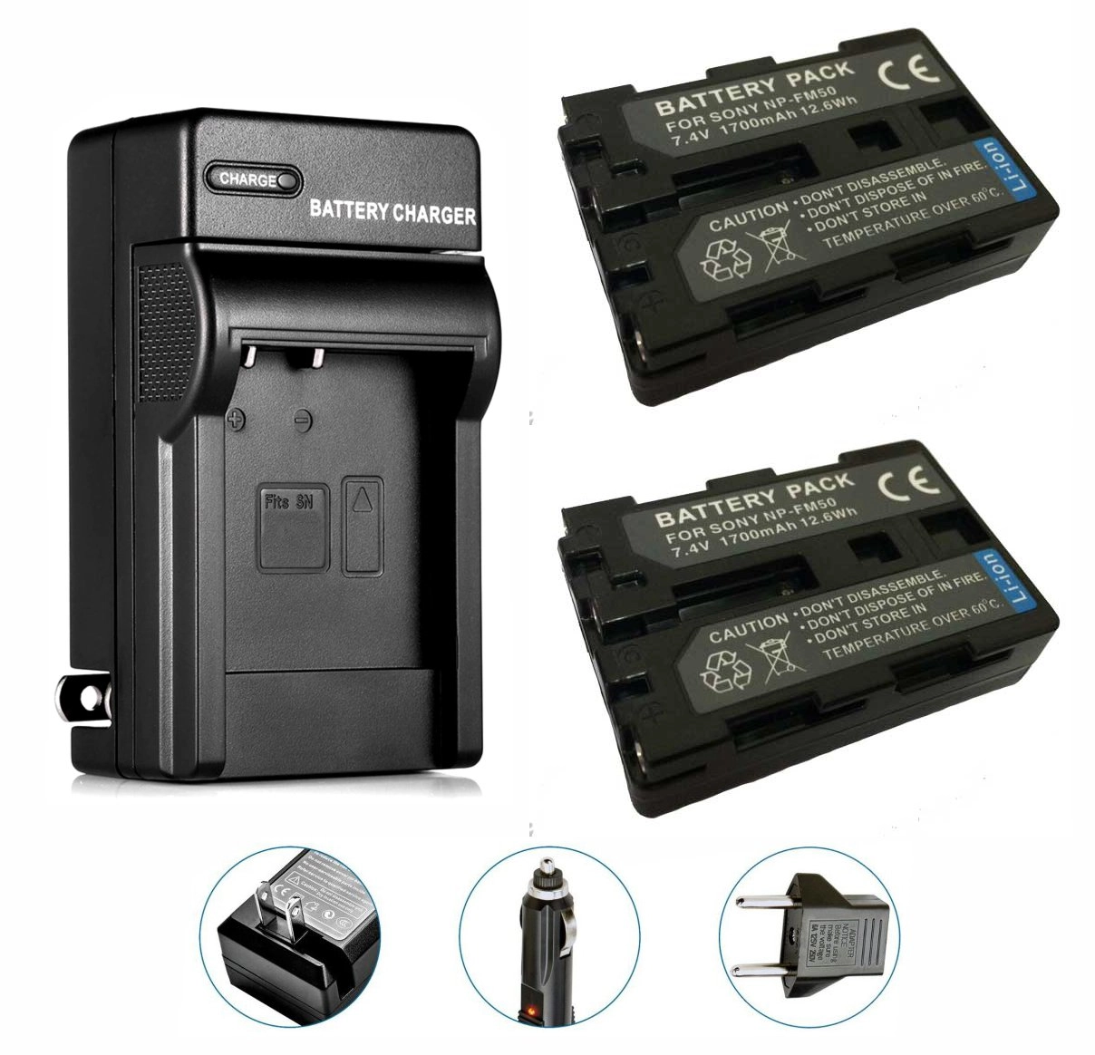 Kit 2 Baterias NP-FM50 + Carregador para Sony