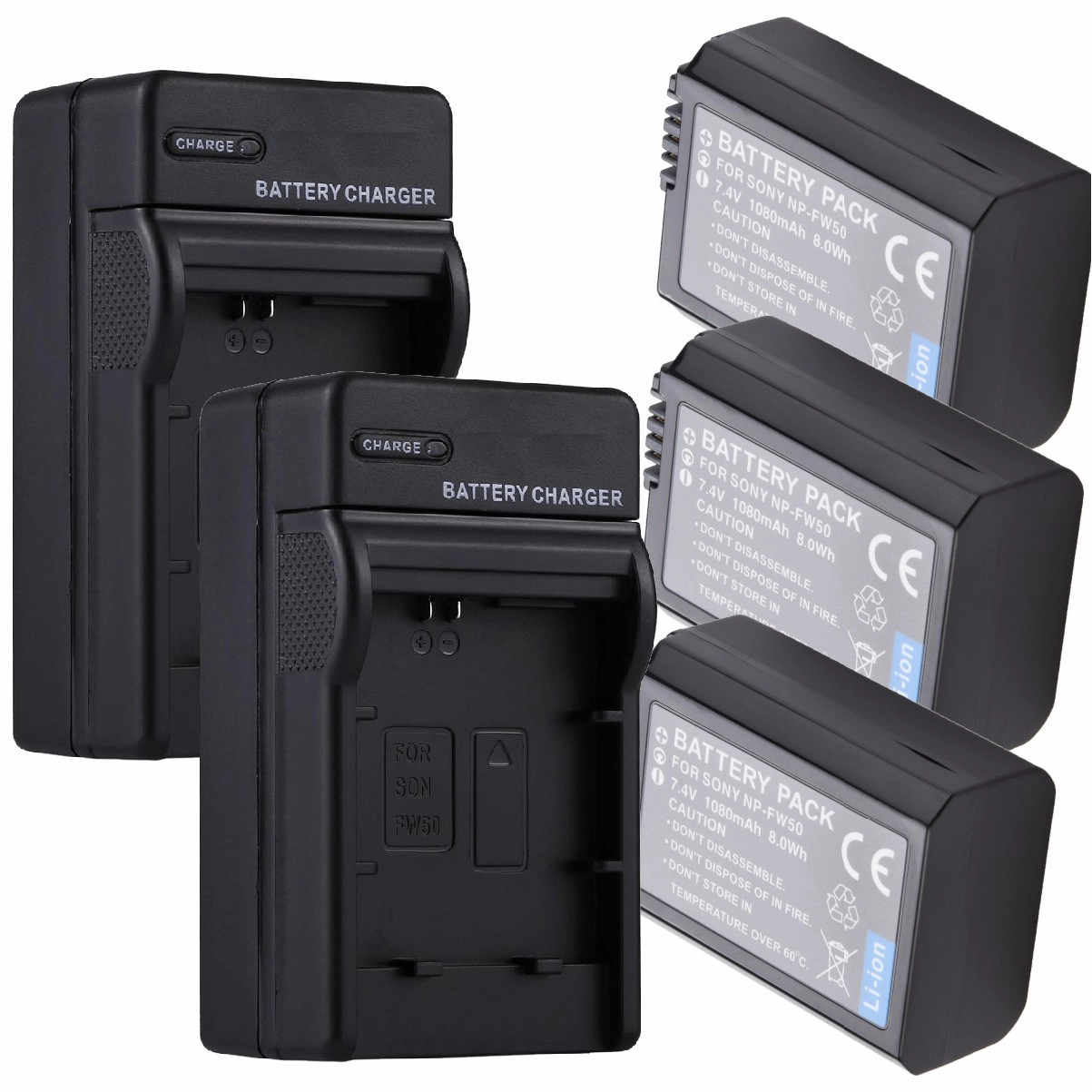 Kit 3 Baterias NP-FW50 + 2 Carregadores para Sony