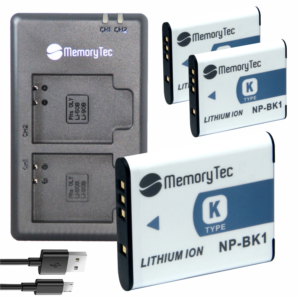 Kit 3 Baterias NP-BK1/FK1 + Carregador Duplo DU para Sony