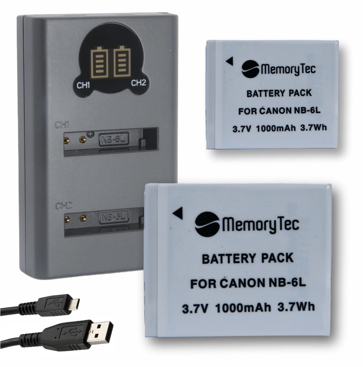 Kit 2 Baterias NB-6L + Carregador Duplo DL para Canon