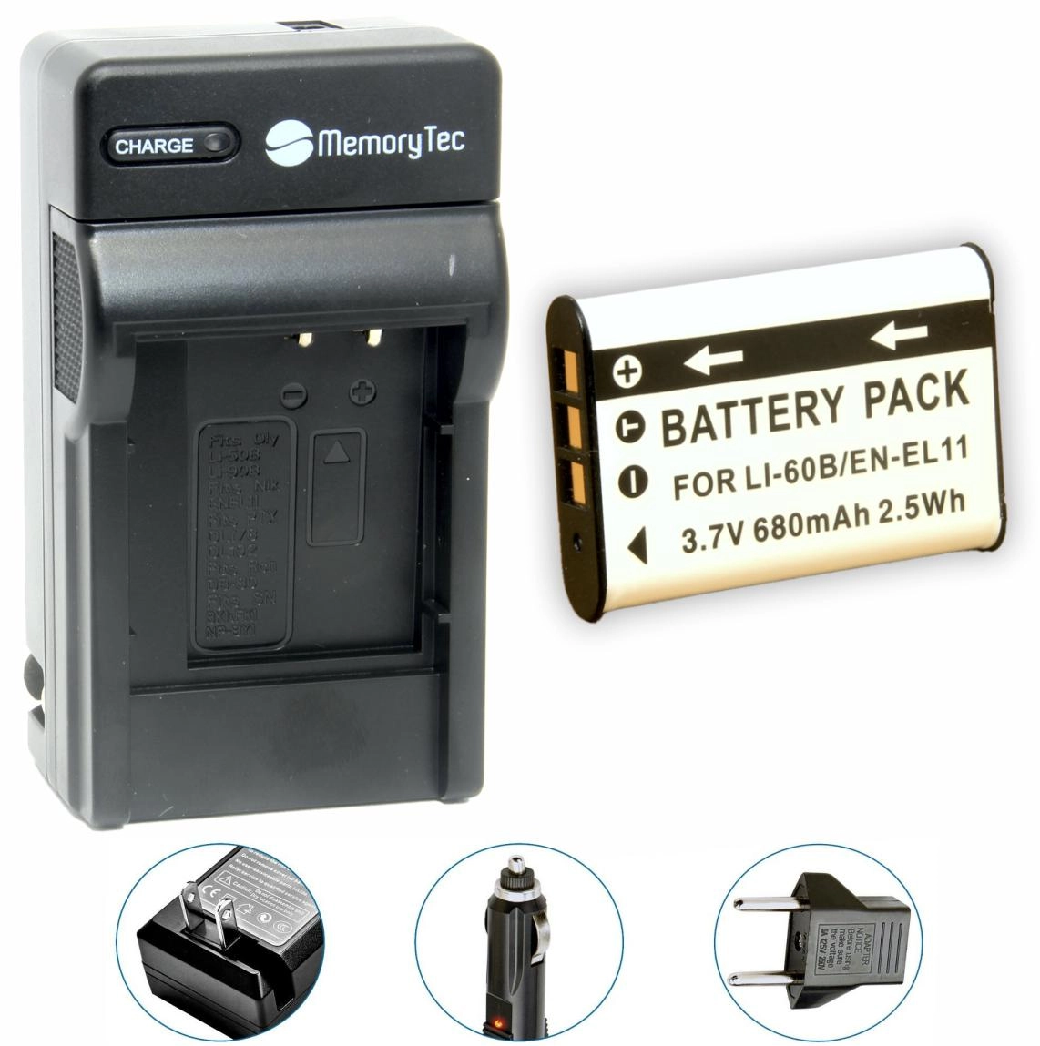 Kit 1 Bateria EN-EL11 + Carregador Li-60b para Olympus / Nikon / Outras