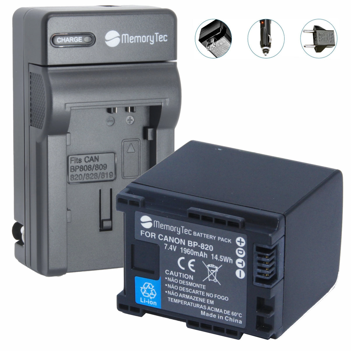 Kit 1 Bateria BP-820 + Carregador para Canon