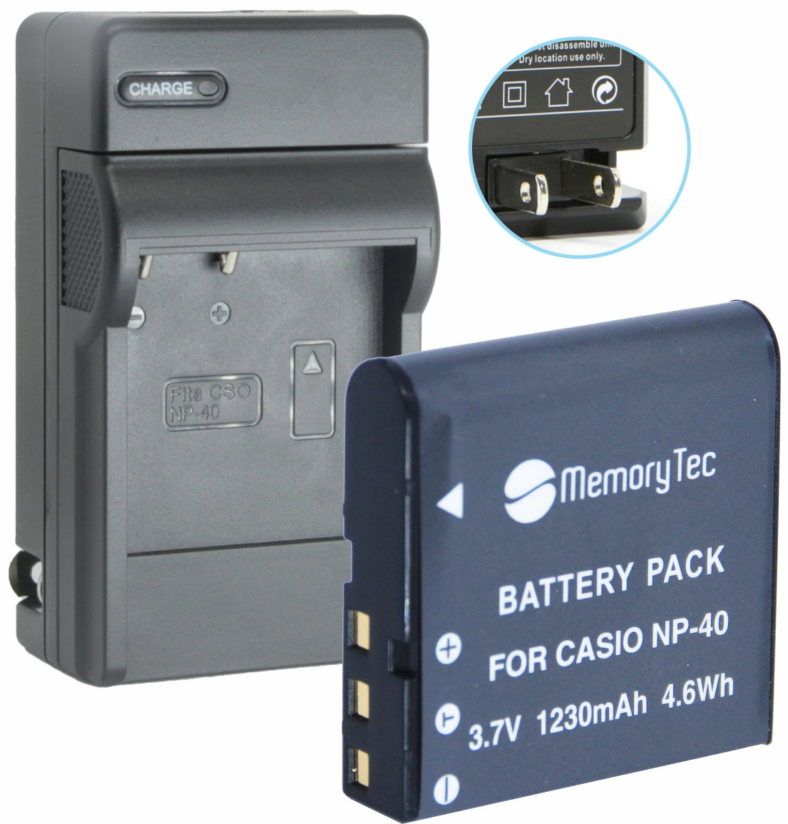 Kit 1 Bateria NP-40 + Carregador para Casio
