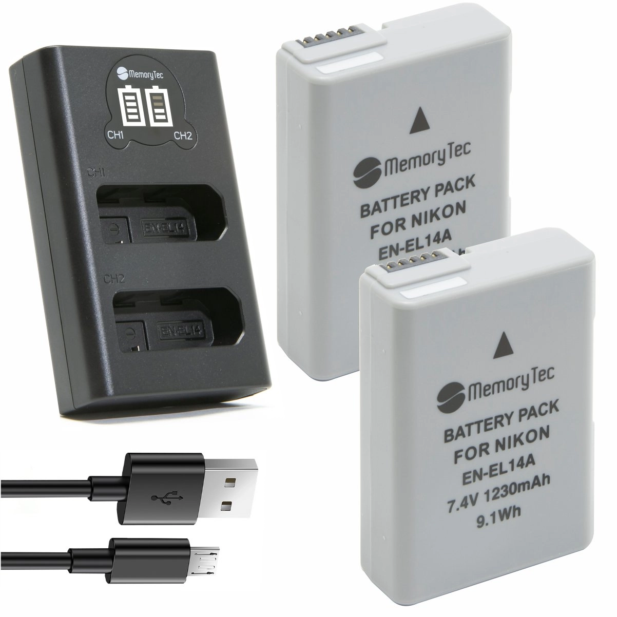 Kit 2 Baterias EN-EL14 + Carregador Duplo DL para Nikon