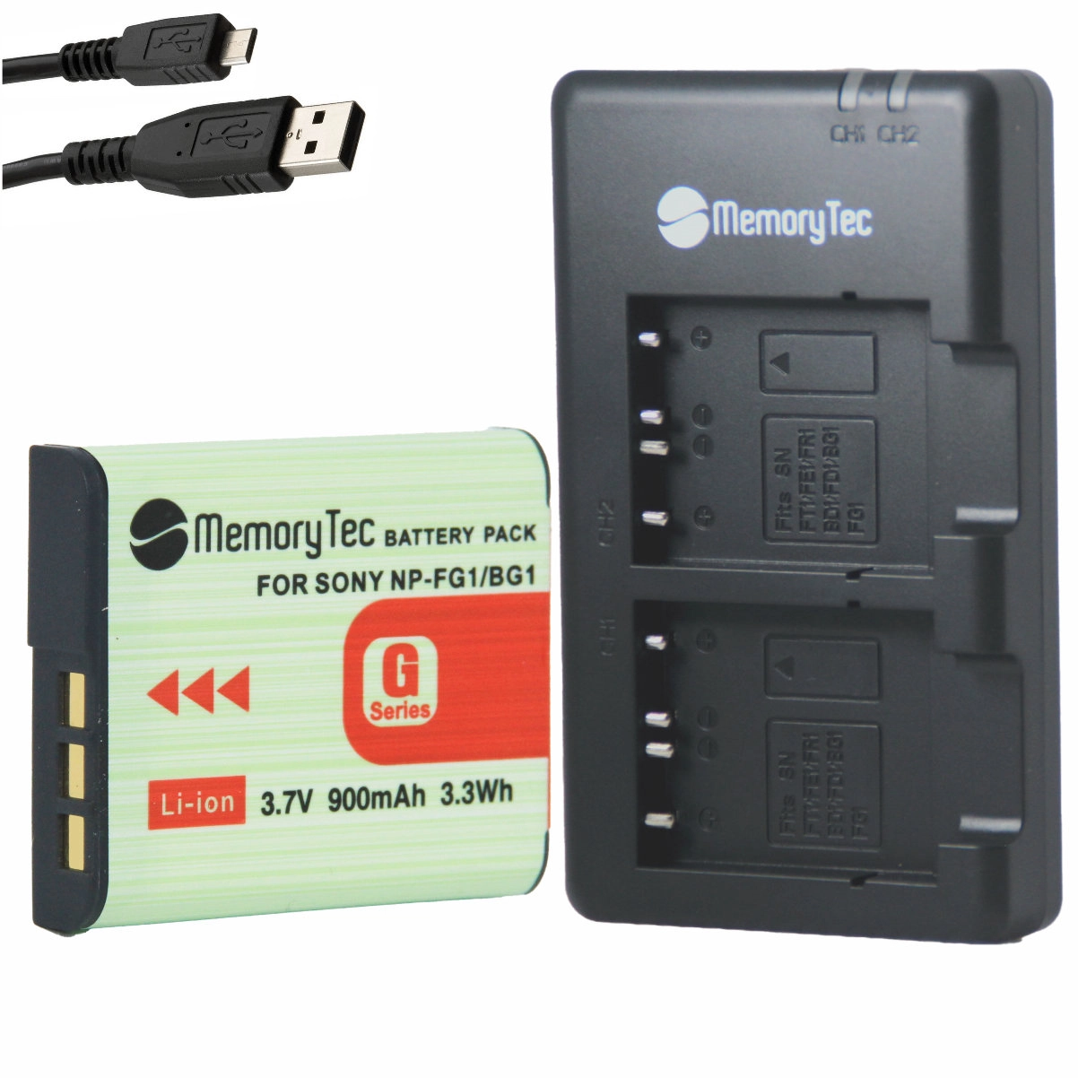 Kit 1 Bateria NP-BG1/FG1 + Carregador Duplo DL para Sony