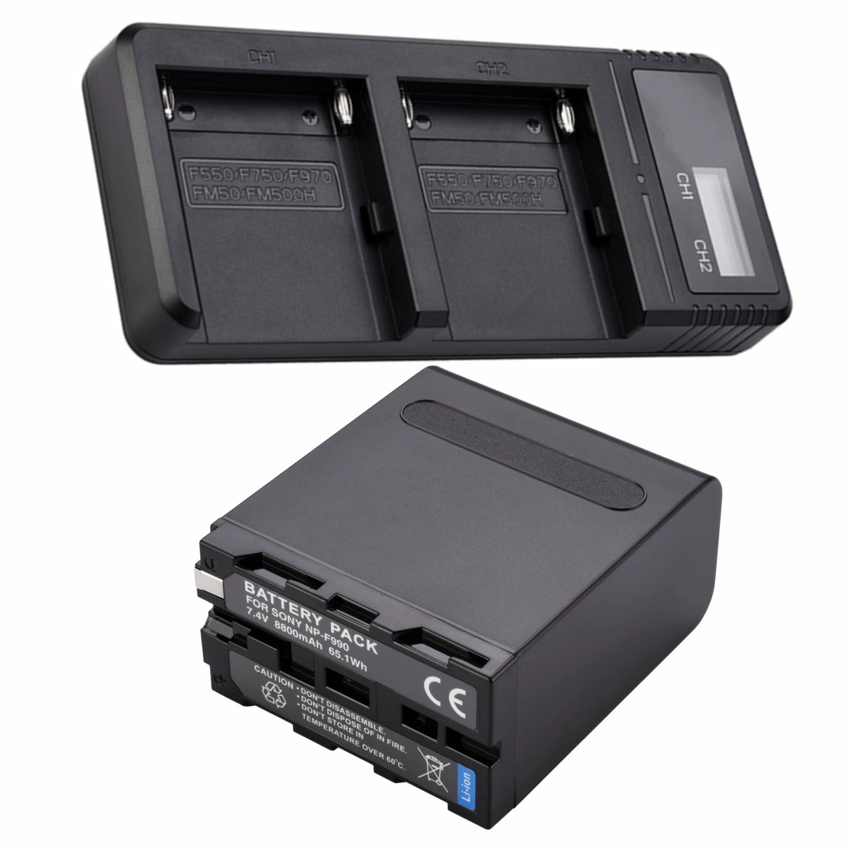 Kit 1 Bateria NP-F990 + Carregador Duplo DL para Sony