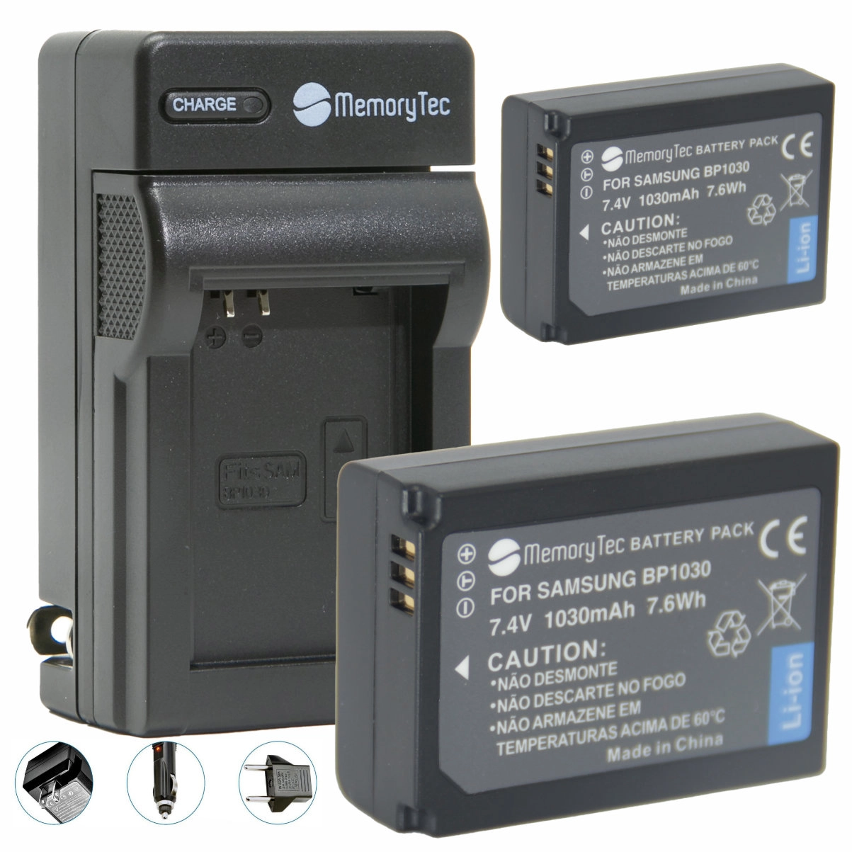 Kit 2 Baterias BP-1030 + Carregador para Samsung