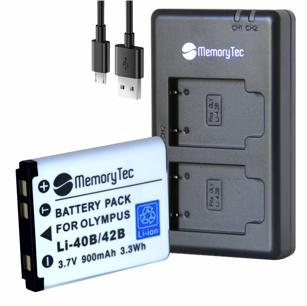 Kit 1 Bateria LI-40B + Carregador Duplo DU para Olympus / Fujifilm / Kodak / Nikon / Casio / Outras