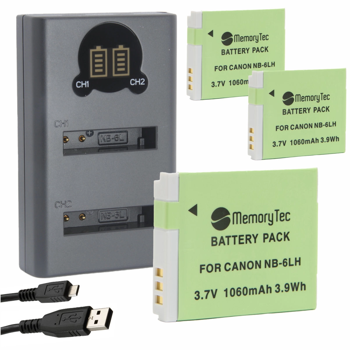 Kit 3 Baterias NB-6LH + Carregador Duplo DL para Canon