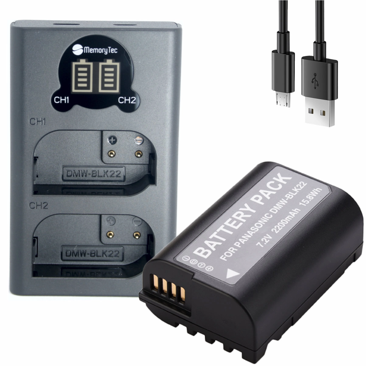 Kit 1 Bateria BLK22 + Carregador Duplo DL para Panasonic