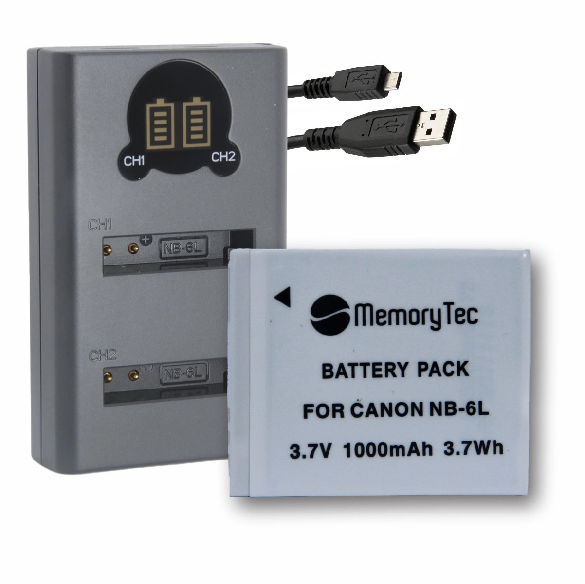 Kit 1 Bateria NB-6L + Carregador Duplo DL para Canon