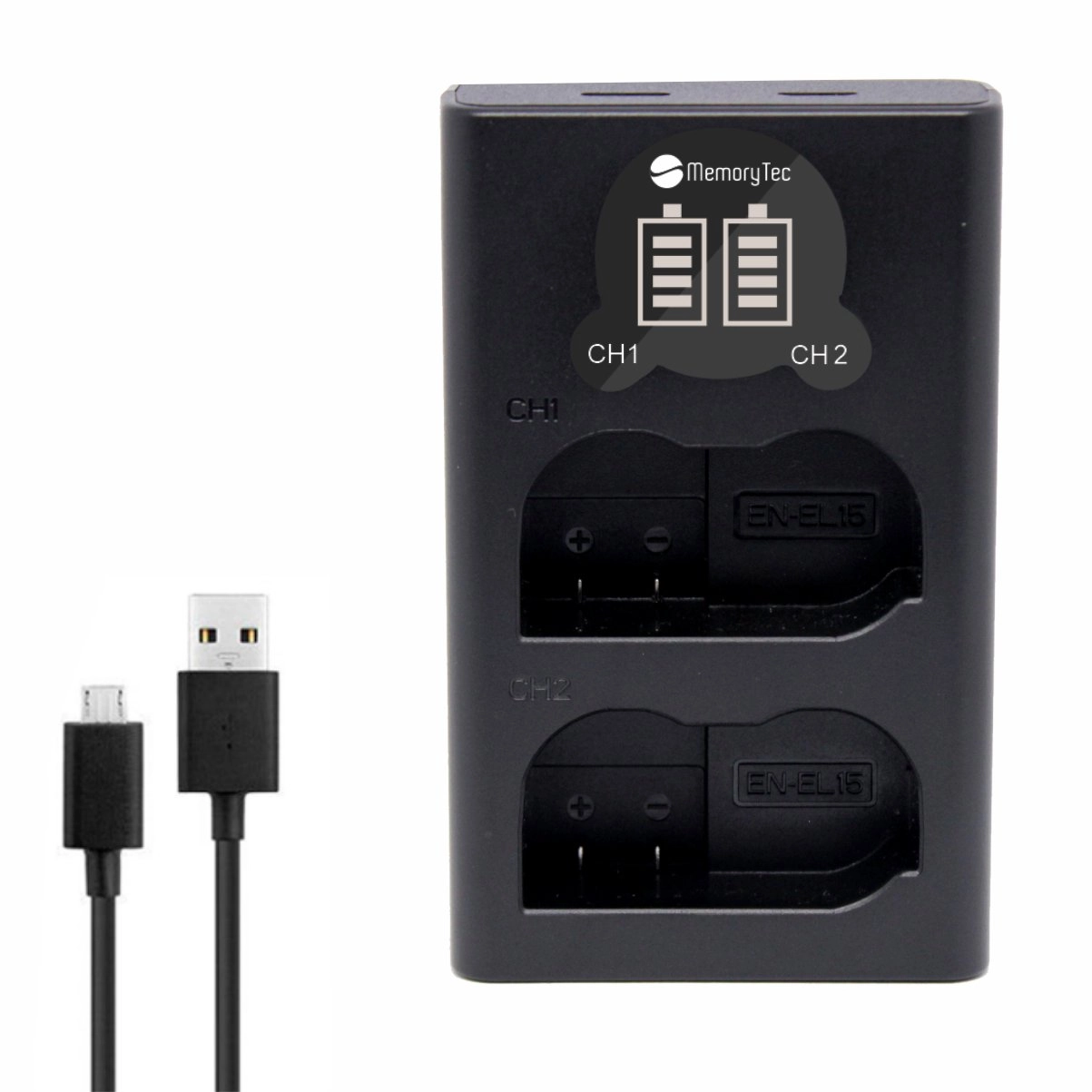 Kit 4 Baterias MemoryTec En-el15 + Carregador Duplo DL para Nikon