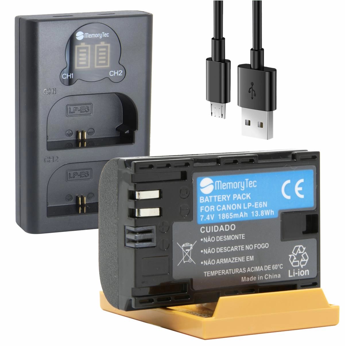 Kit 1 Bateria LP-E6 + Carregador Duplo DL para Canon