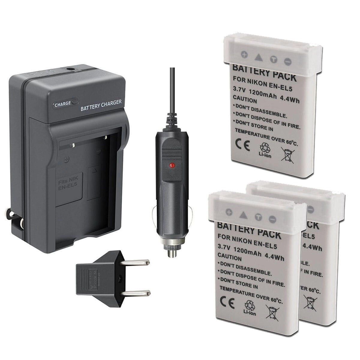 Kit 3 Baterias EN-EL5 + Carregador para Nikon