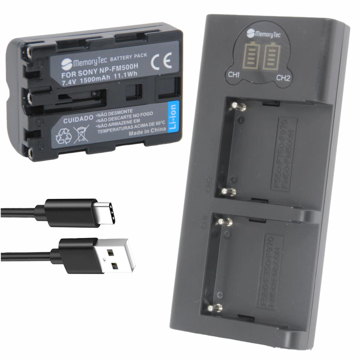 Kit 1 Bateria NP-FM500H + Carregador para Sony