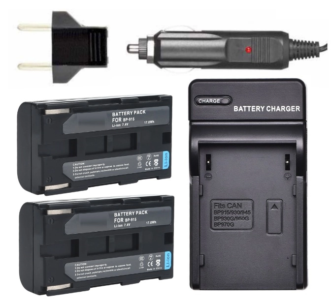 Kit 2 Baterias BP-915 + Carregador para Canon