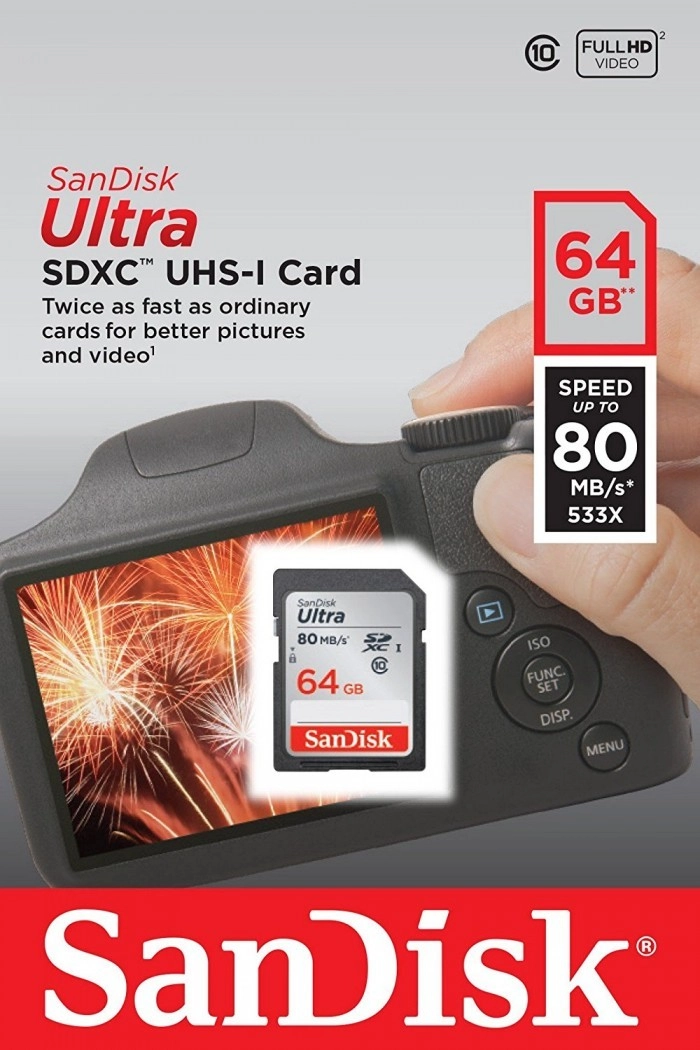 SDXC Sandisk 64GB ULT 80MB/S CL10