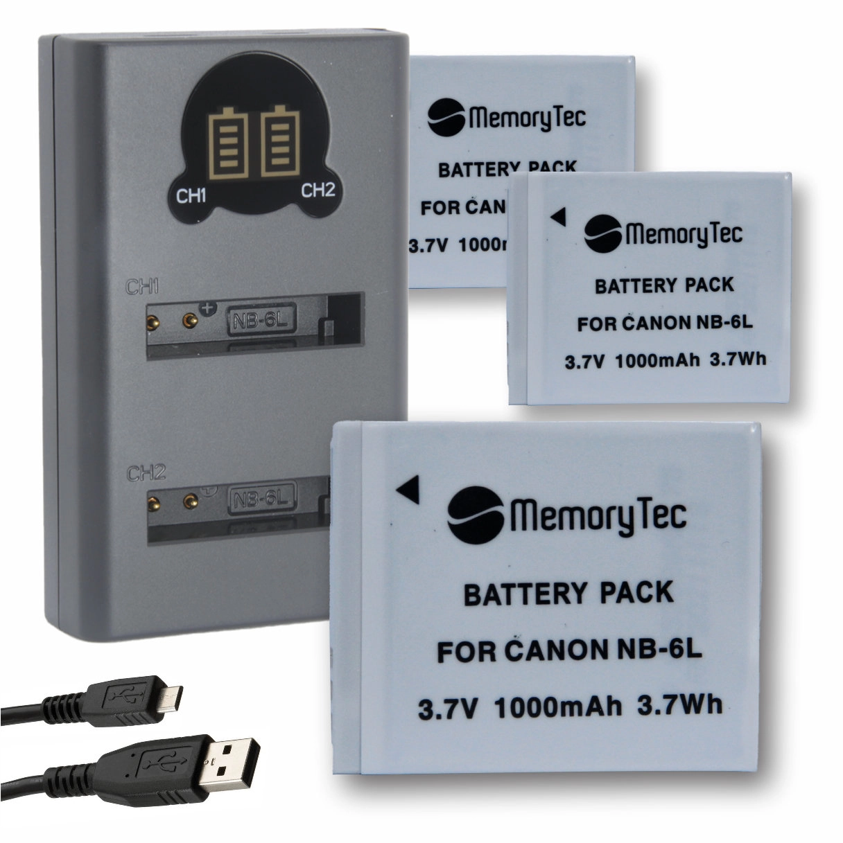 Kit 3 Baterias NB-6L + Carregador Duplo DL para Canon