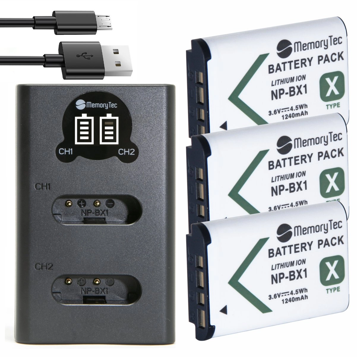 Kit 3 Baterias NP-BX1 + Carregador Duplo DL para Sony