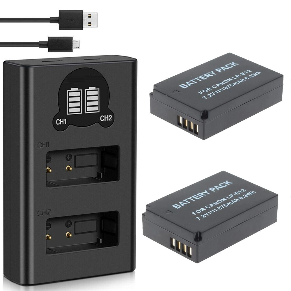 Kit 2 Baterias LP-E12 + Carregador Duplo DL para Canon