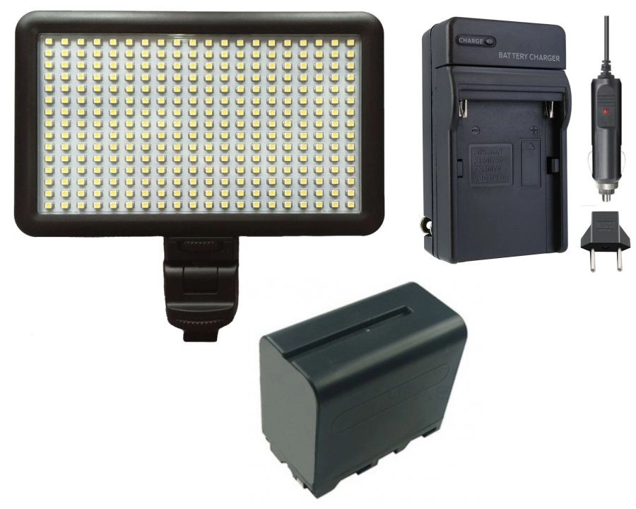 Kit Iluminador de LED Profissional LED-300 + Bateria NP-F950 + Carregador