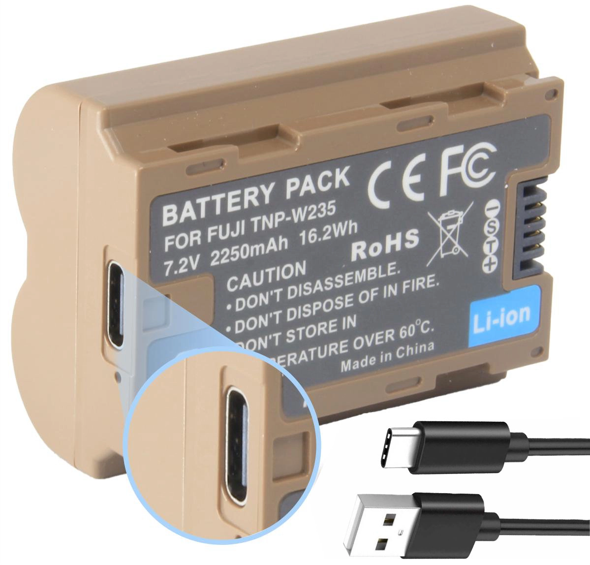 Bateria Com USB-C TNP-W235 para FujiFilm