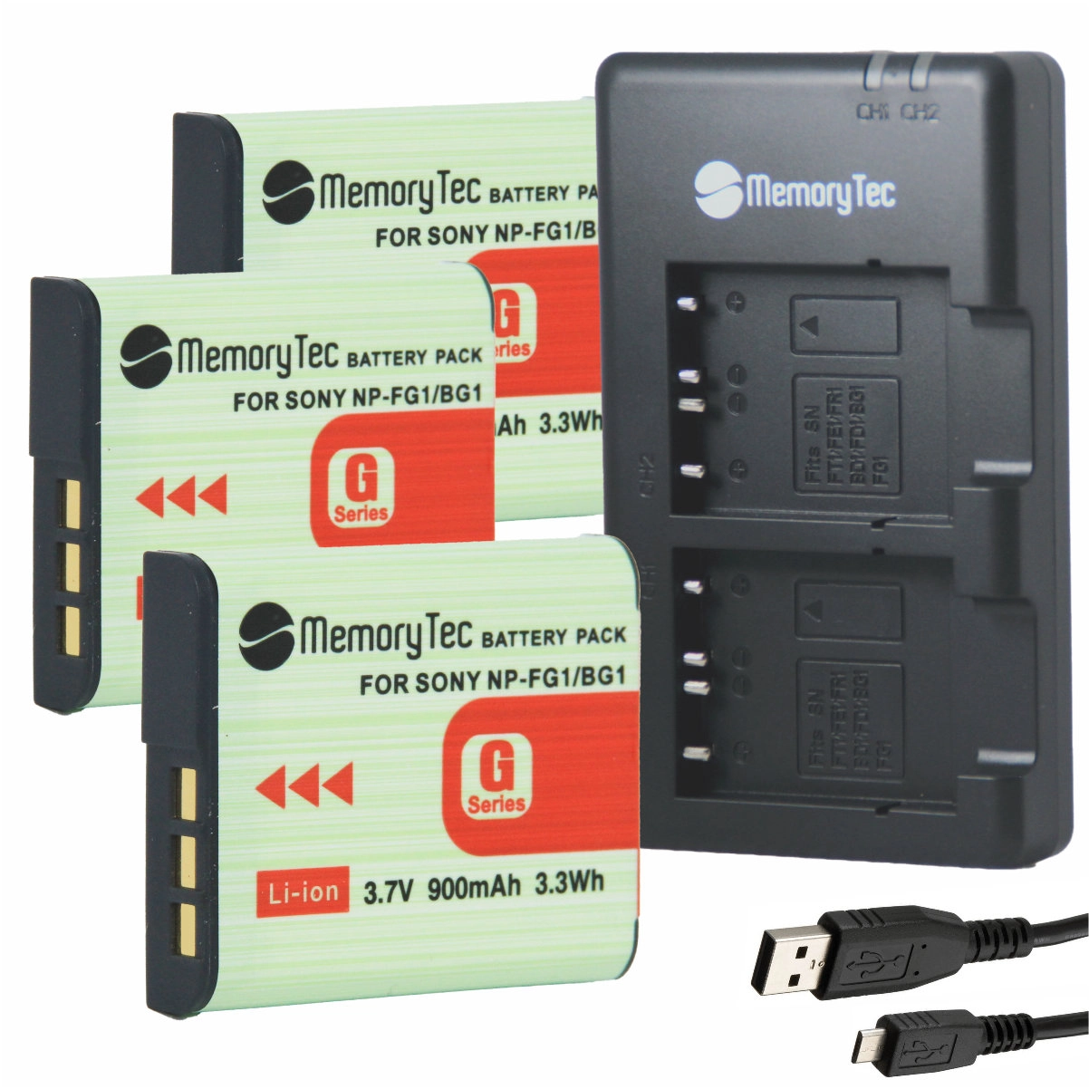 Kit 3 Baterias NP-BG1/FG1 + Carregador Duplo DU para Sony