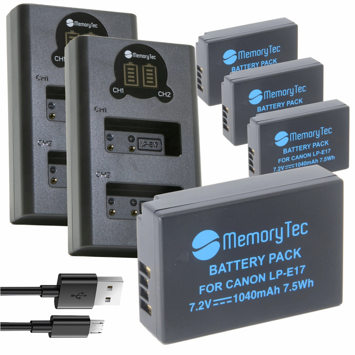 Kit 4 Baterias LP-E17 + 2 Carregadores Duplo DL para Canon