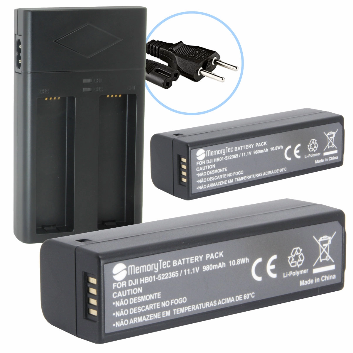 Kit 2 Baterias HB01 + Carregador Duplo para DJI OSMO e Zenmuse