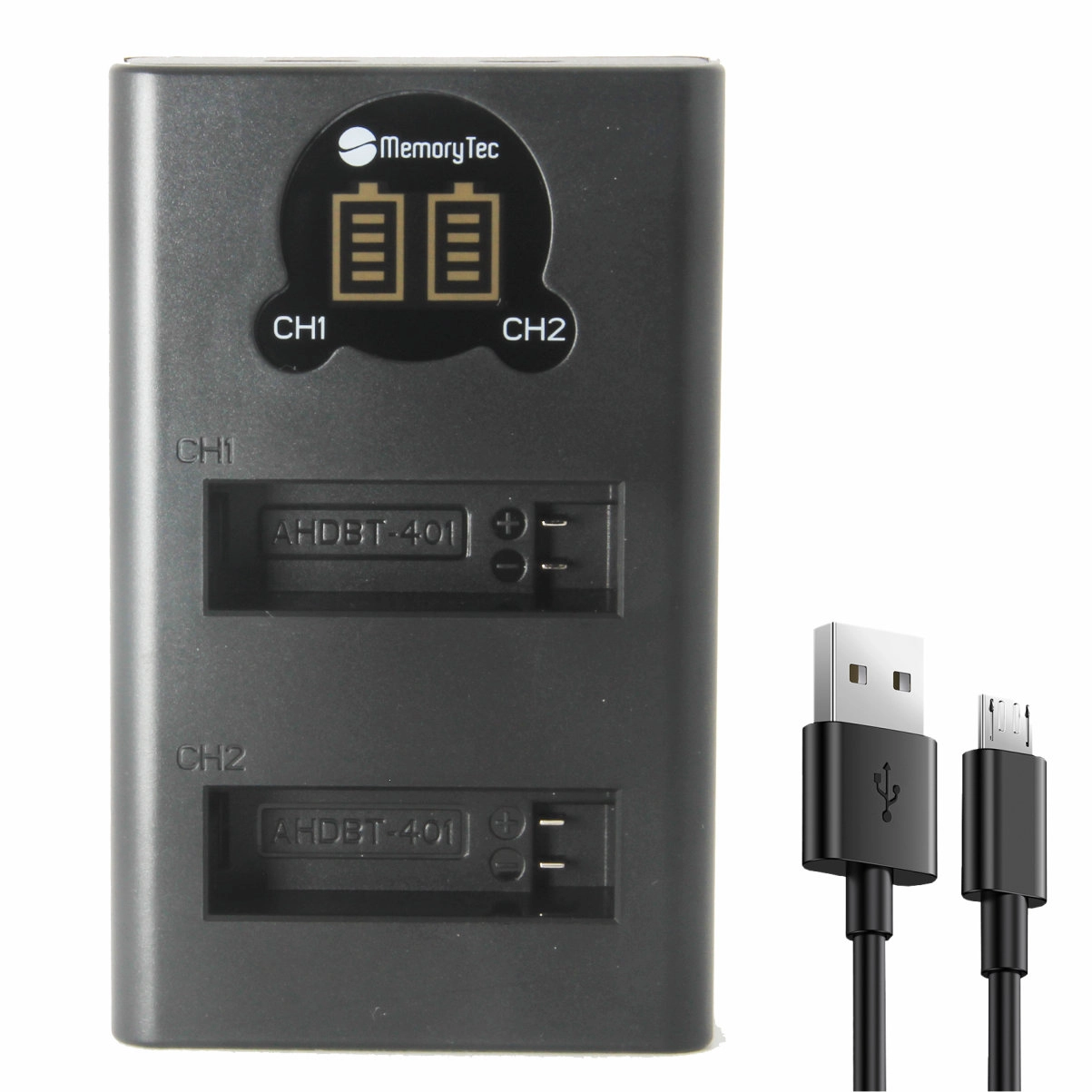 DL Carregador Duplo Com Display AHDBT-401 para GoPro HD Hero 4