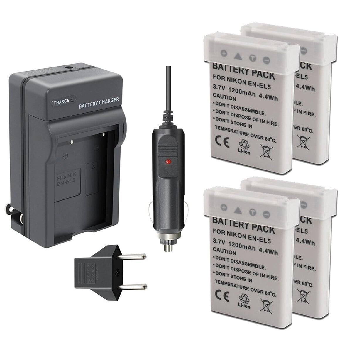 Kit 4 Baterias EN-EL5 + Carregador para Nikon