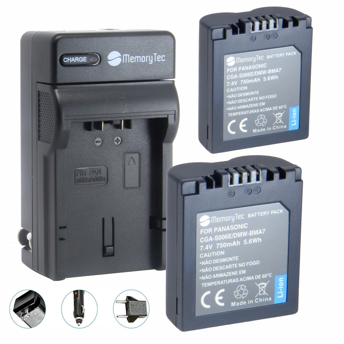 Kit 2 Baterias CGA-S006 + Carregador para Panasonic