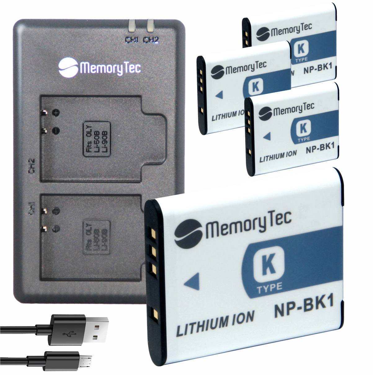 Kit 4 Baterias NP-BK1/FK1 + Carregador Duplo DU para Sony