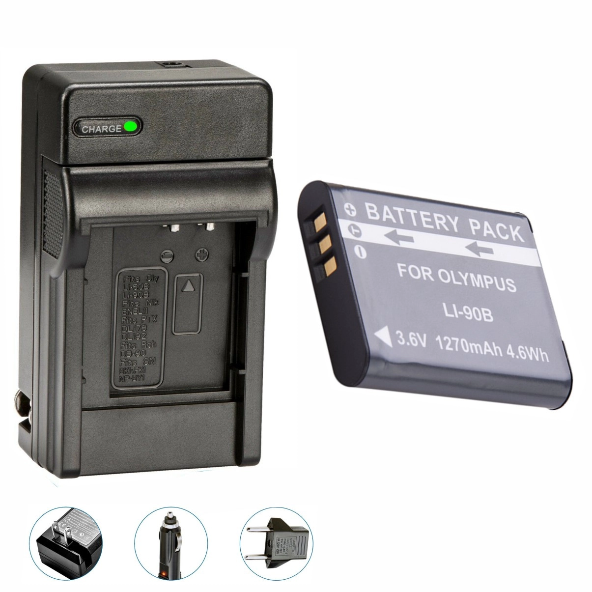 Kit 1 Bateria Li-90B + Carregador para Olympus