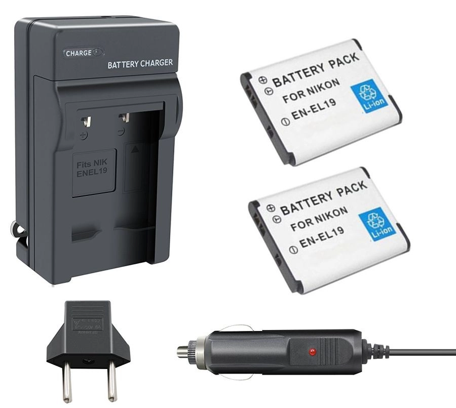 Kit 2 Baterias EN-EL19 + Carregador para Nikon