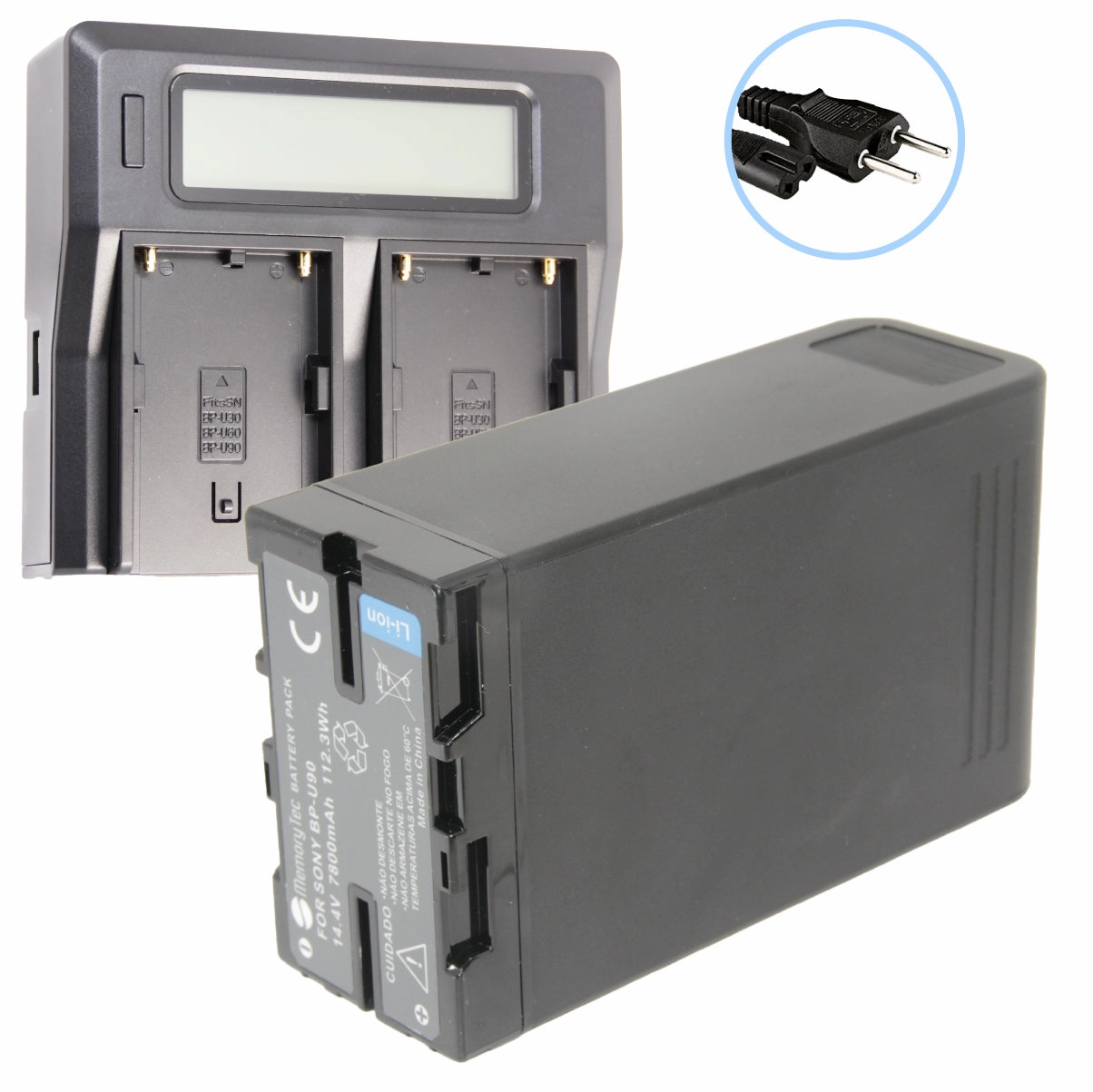 Kit 1 Bateria BP-U90 + Carregador Duplo para Camcorders Sony