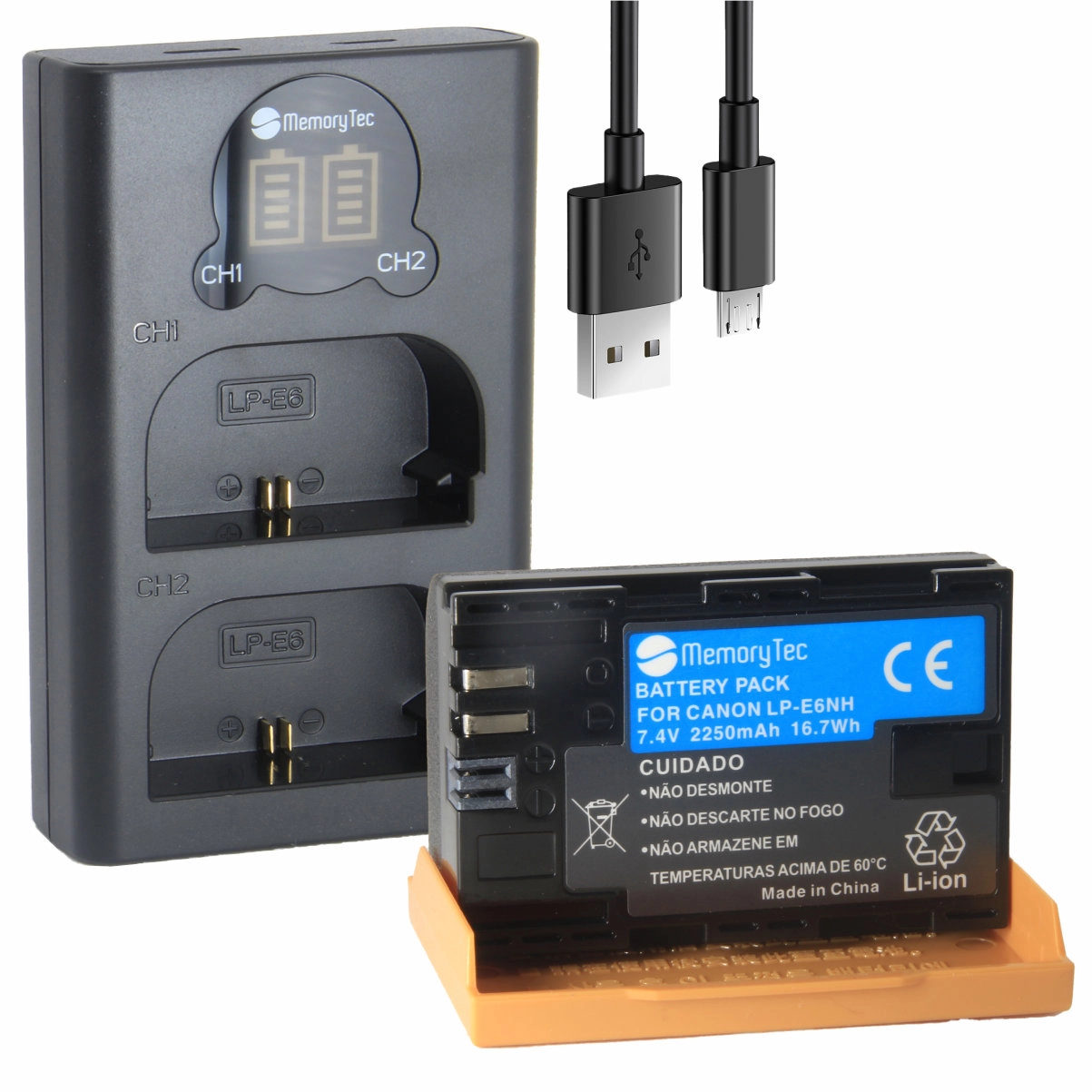 Kit 1 Bateria LP-E6NH PRO + Carregador Duplo DL para Canon