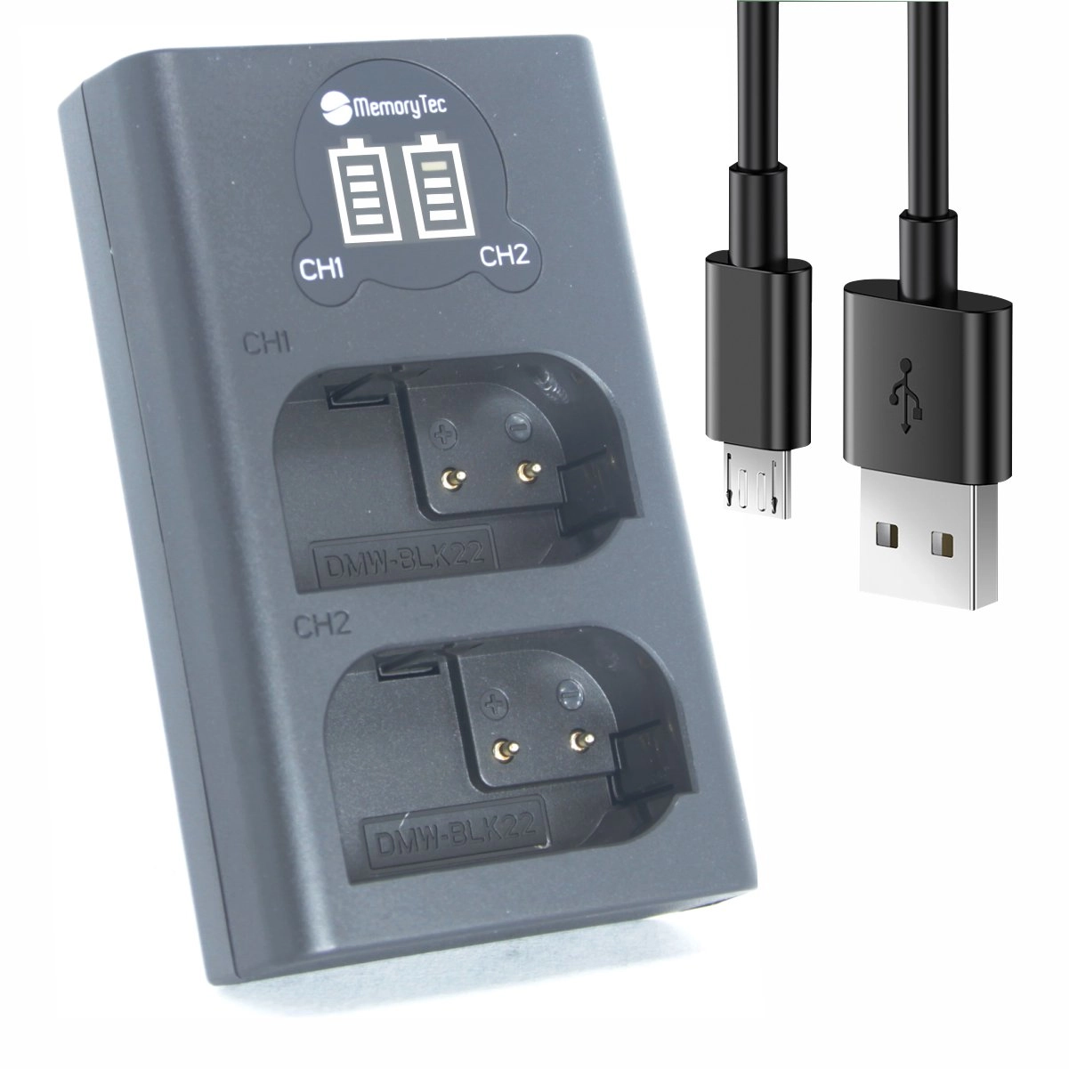 Kit 2 Baterias BLK22 + Carregador Duplo DL para Panasonic Kit 2 Baterias BLK22 + Carregador Duplo DL para Panasonic