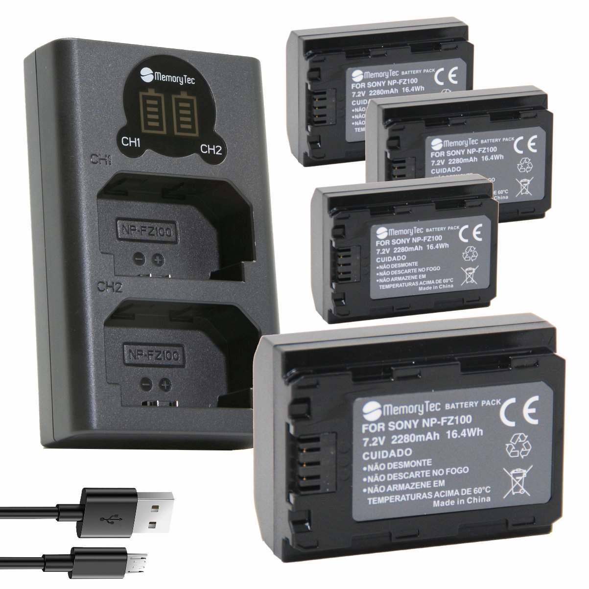Kit 4 Baterias NP-FZ100 + Carregador Duplo DL para Sony