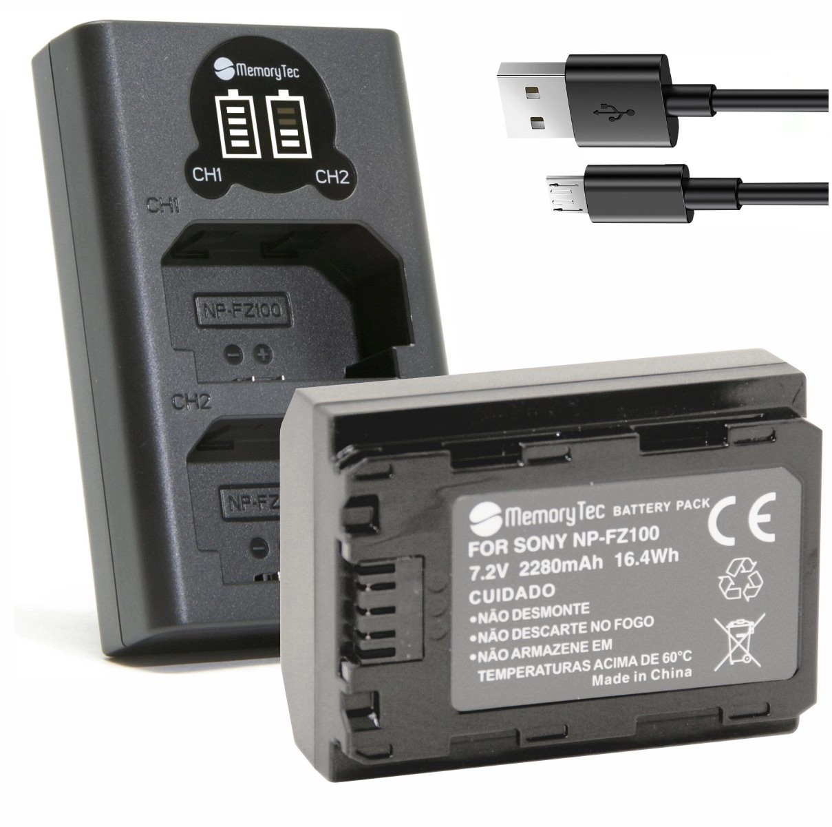 Kit 1 Bateria NP-FZ100 + Carregador Duplo DL para Sony